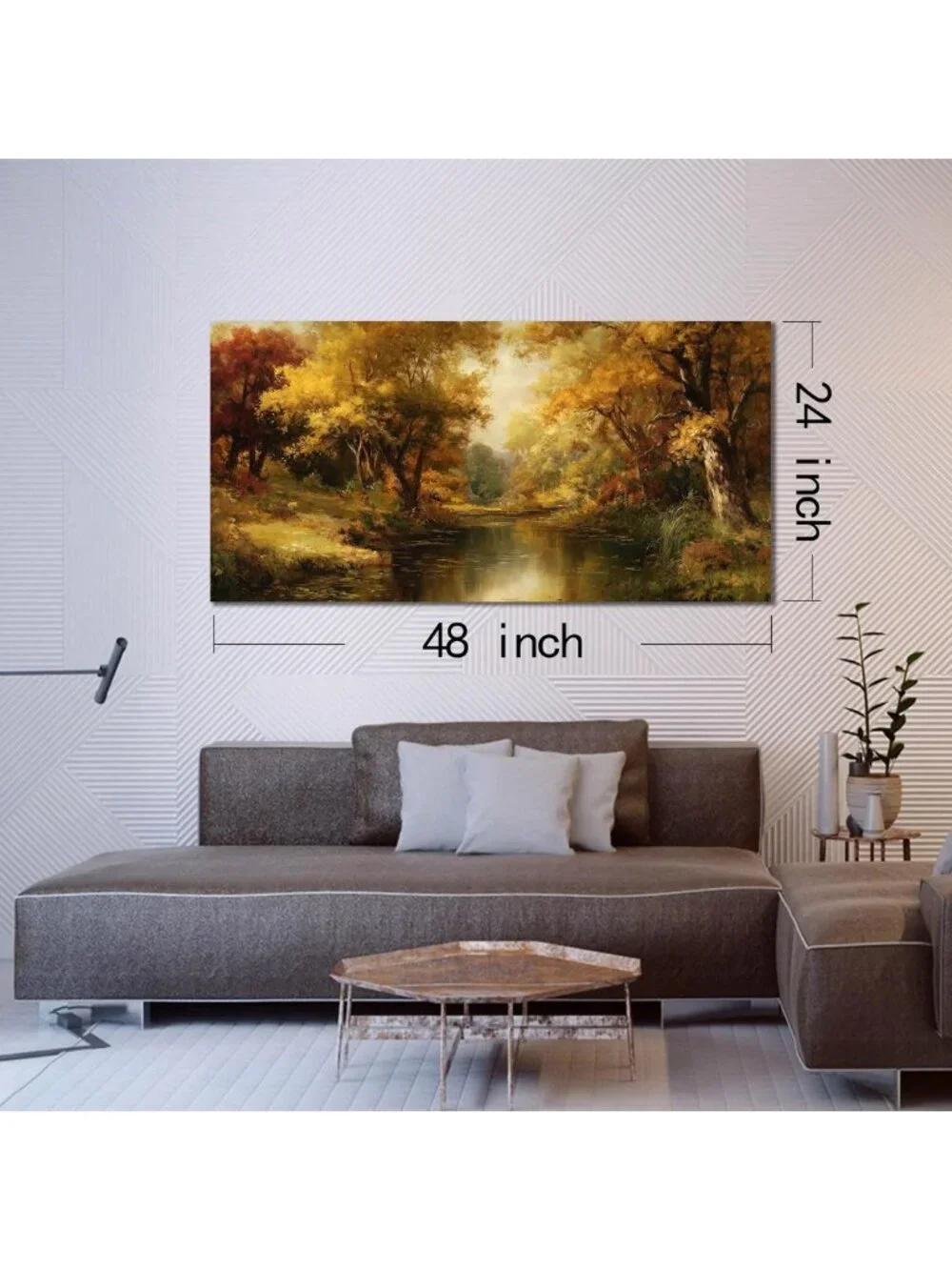 Natural Landscape Canvas Wall Art - Yellow & Brown Tree Prints for Dining Room